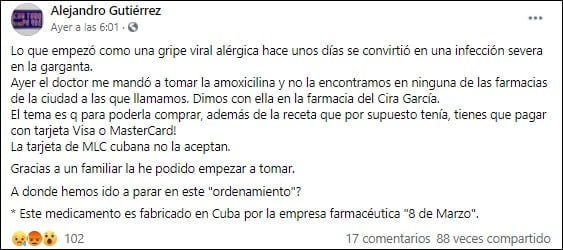 Visa o MasterCard, las únicas opciones que hay para pagar amoxicilina en la Isla