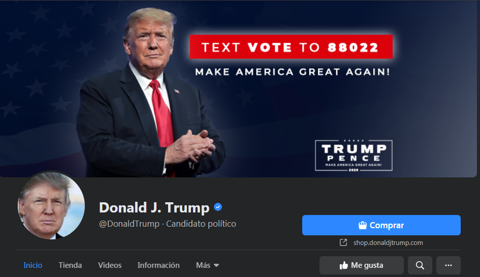 Página oficial de Donald Trump en Facebook