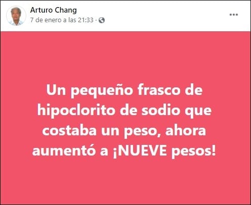 Aumenta el precio del hipoclorito de sodio en medio de rebrote de COVID-19