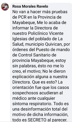 Suspenden pruebas de PCR en Quivicán pese al aumento de casos positivos de Covid-19