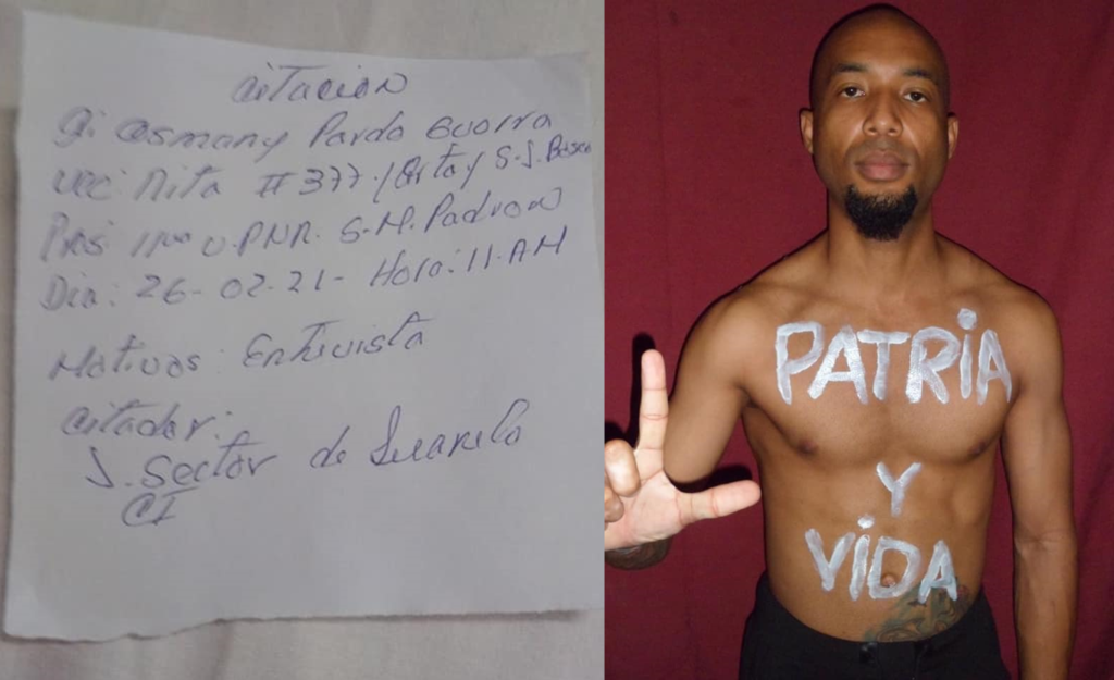 Policía cubana entrega citación al activista opositor Osmani Pardo para una "entrevista" (Osmani Pardo - Facebook)