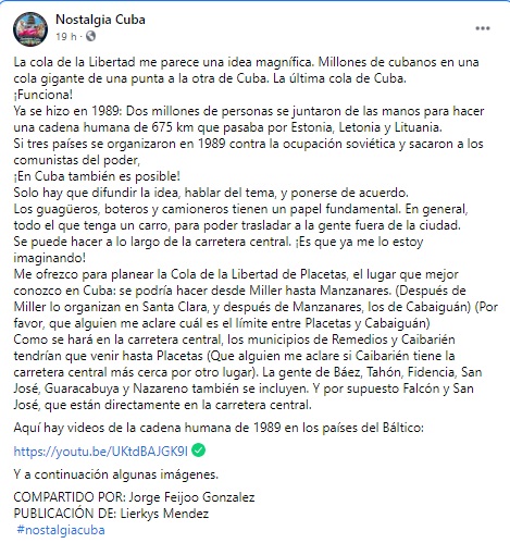 La Cola de la Libertad, nueva iniciativa para pedir un sistema democrático en Cuba