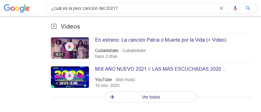 Google coloca a “Patria o Muerte por la Vida” como la peor canción del 2021