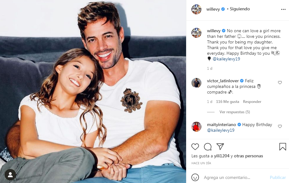 Publicación en Instagram de William Levy por el cumpleaños de su hija