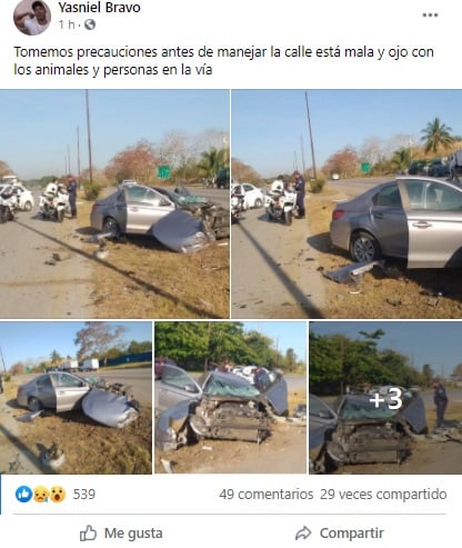 Automóvil termina destrozado tras accidente en la Autopista Nacional