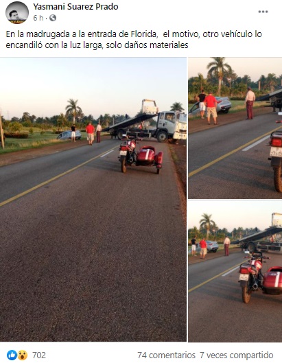 Automóvil termina fuera del camino durante accidente de tránsito en Camagüey