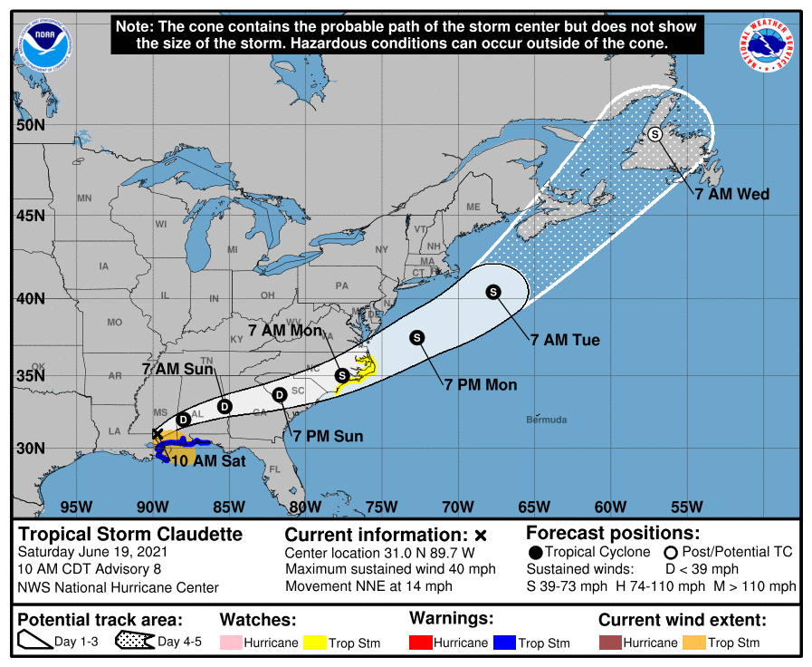 Claudette, la tercera tormenta tropical del año, toca tierra en EEUU