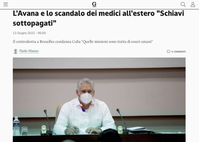 Diario italiano Il Giornale esclavitud misiones médicas Cuba
