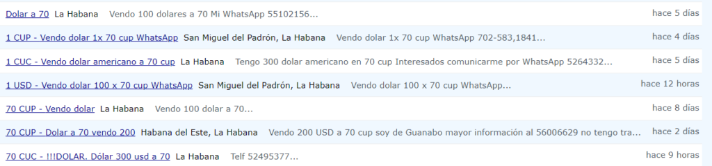 El dólar en Cuba supera los 70 CUP en Revolico