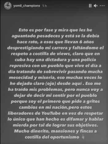 Yomil se confiesa: “En Cuba hay una dictadura y policía represiva”