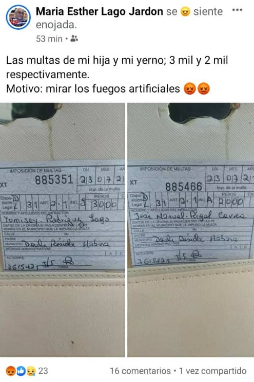 PNR multa a una familia por ver los fuegos artificiales lanzados en apoyo a las protestas masivas