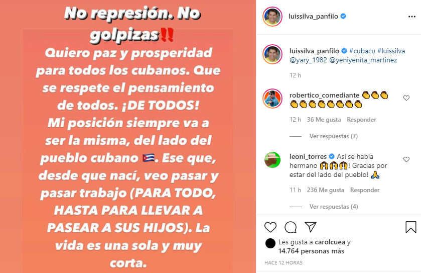 Luis Silva se manifiesta en contra de la represión