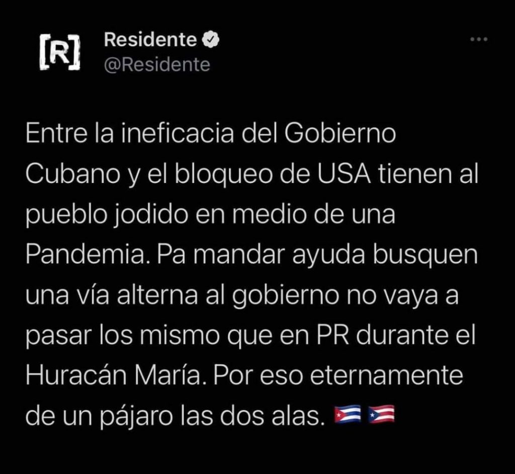 Régimen cubano contesta a Residente de Calle 13 por sus declaraciones sobre ayuda humanitaria
