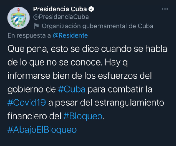 Régimen cubano contesta a Residente de Calle 13 por sus declaraciones sobre ayuda humanitaria