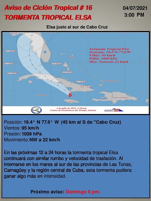 Tormenta tropical Elsa a pocas horas de entrar a territorio cubano 