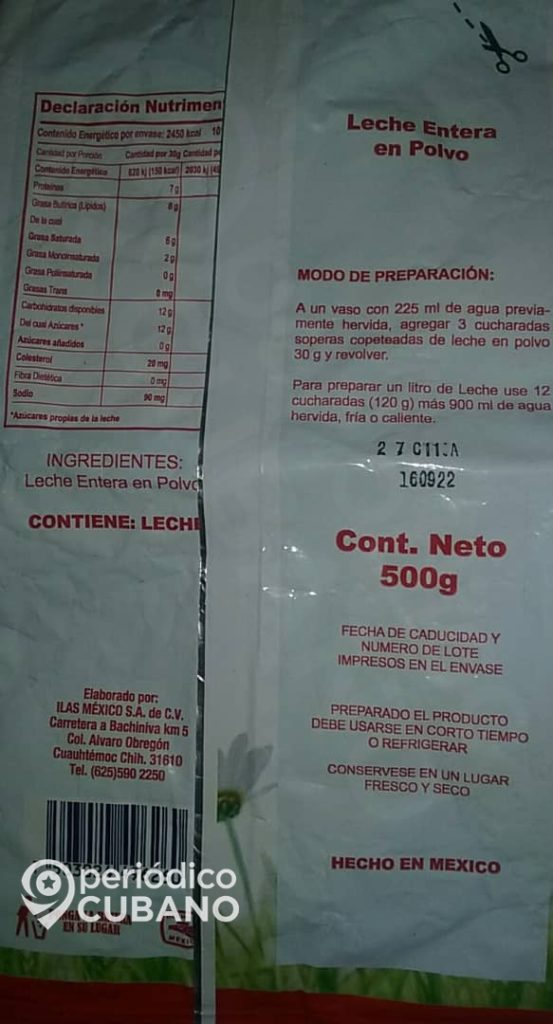 Acusan que régimen entregó leche cubana como donaciones. (Periódico Cubano).