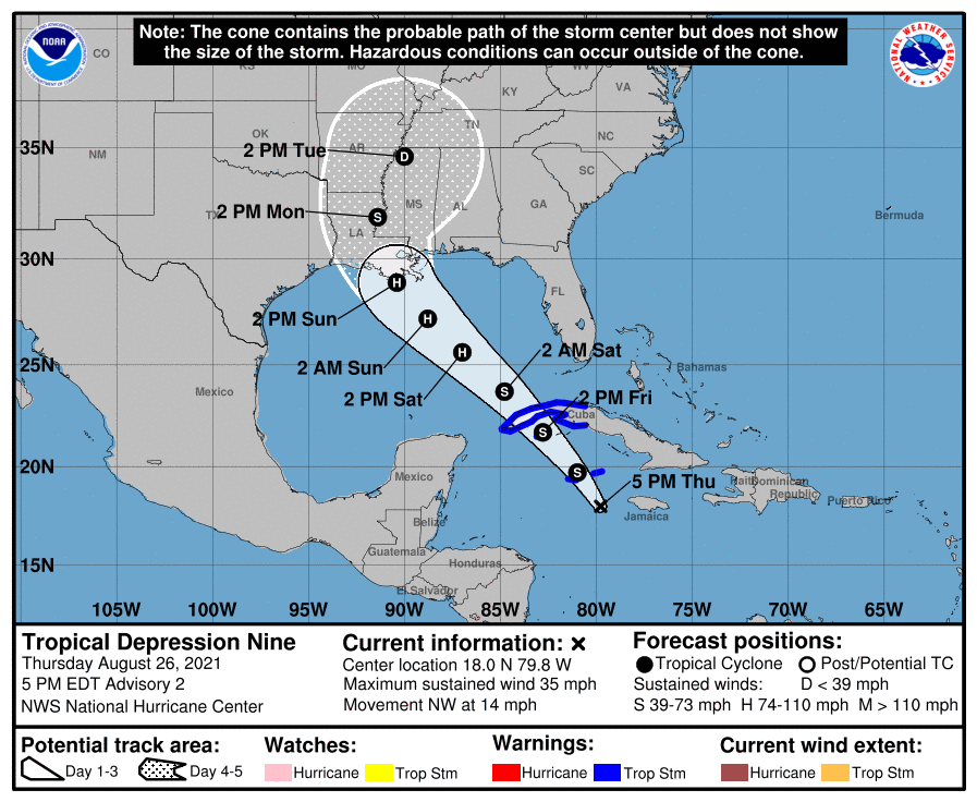 Alerta Ciclónica para el occidente cubano por la tormenta tropical Ida 