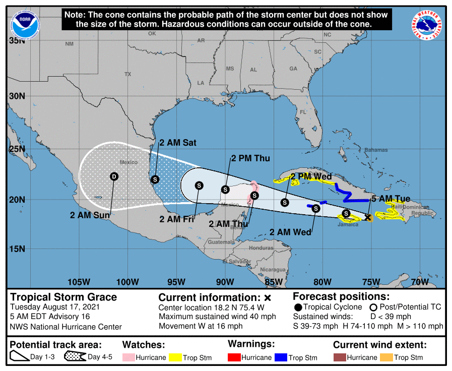 Aviso de Ciclón Tropical la tormenta Grace no afectará directamente a Cuba 