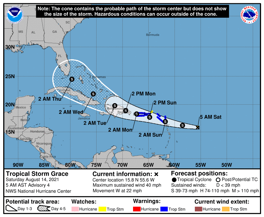 Aviso de ciclón tropical sobre Grace, la séptima tormenta de la temporada