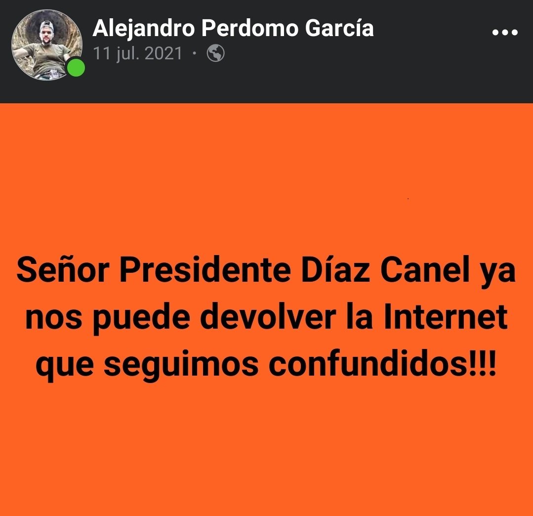 Joven cubano separado de su trabajo por reclamar la falta de Internet a Díaz-Canel