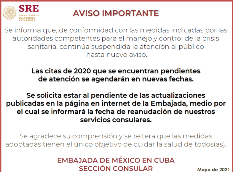 Cubanos exigen la reapertura de la Embajada de México en La Habana