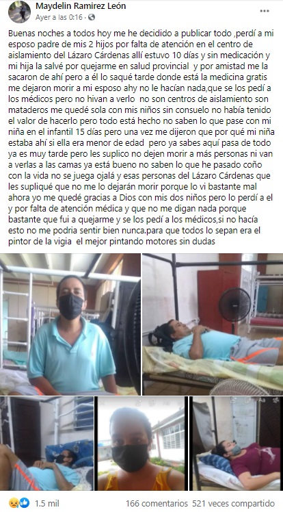 Cubana denuncia muerte de su esposo, estuvo 10 días sin atención médica en el centro de aislamiento. 