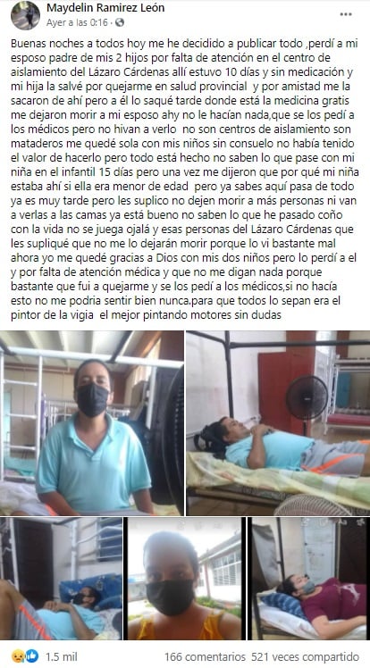Cubana denuncia muerte de su esposo, estuvo 10 días sin atención médica en el centro de aislamiento.