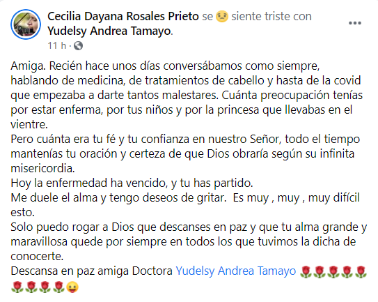 Muere por COVID-19 una doctora embarazada y con dos hijos menores de edad