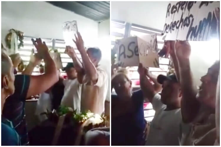 Padre protesta en el funeral de su hijo. (Michael González-Facebook).