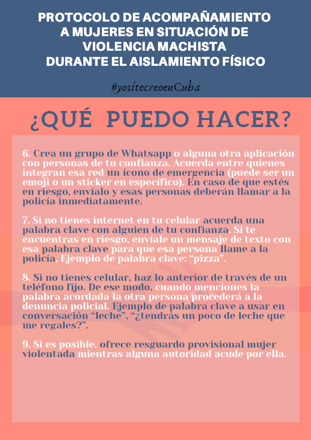 Protocolo para mujeres víctimas de violencia 2. (Foto Yo Sí Te Creo en Cuba-Facebook)