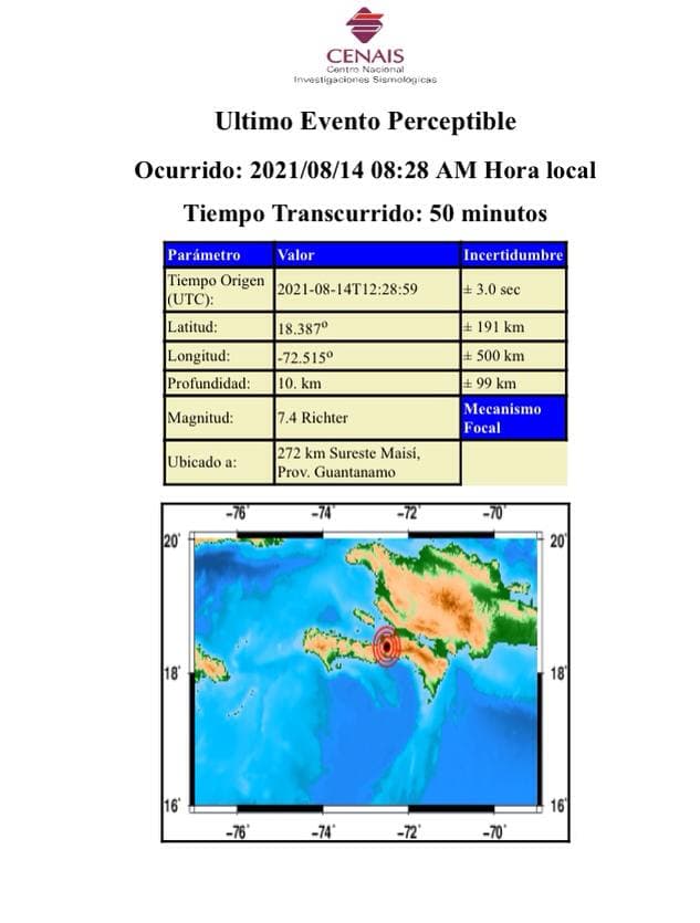 Sismo de 7.4 grados “fuerte y largo” se percibe en Santiago de Cuba