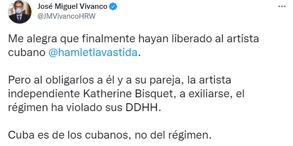 Amnistía Internacional y HRW condenan el destierro de Hamlet Lavastida y Katherine Bisquet