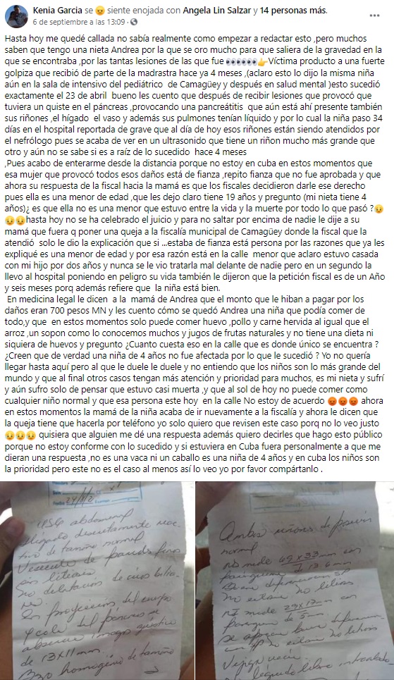 Madrasta dio golpiza a niña de cuatro años en Camagüey y continúa libre