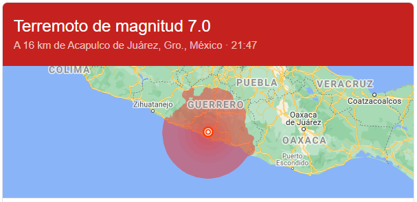 Terremoto de magnitud 7.0 Acapulco Mexico
