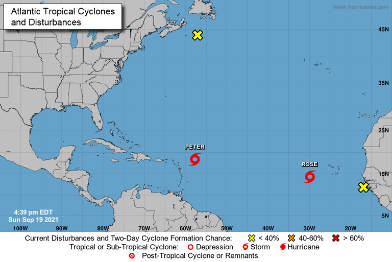 Tormentas tropicales Rose y Peter