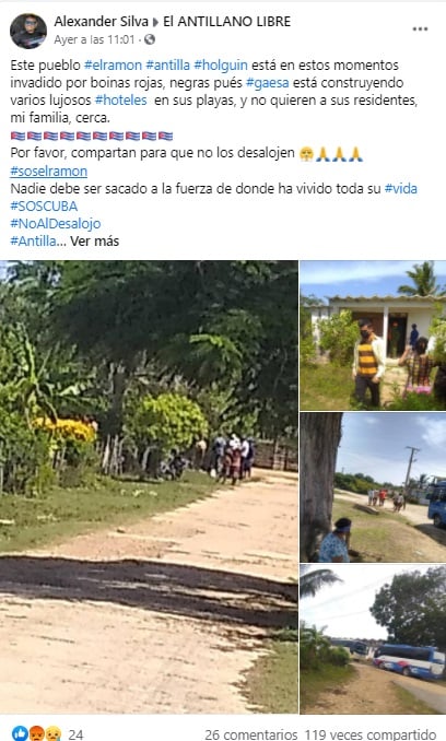 “Se perdieron los valores”: desalojan a cubanos en Holguín para construir hoteles de lujo. (Captura de pantalla: Alexander Silva-Facebook)