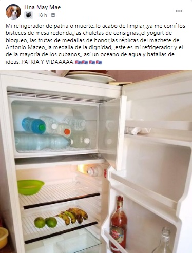 Así es un refrigerador surtido bajo la consigna “Patria o Muerte”
