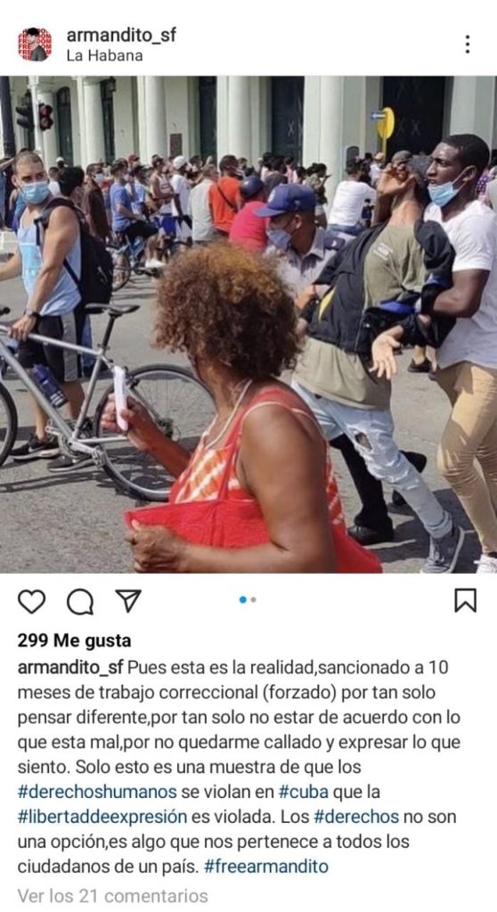 Captura de pantalla de publicación de Armando Sardiñas. (Instagram)