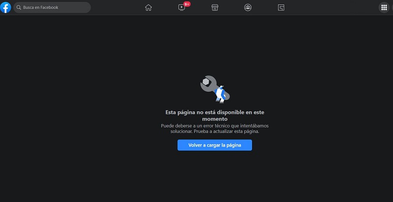 Servicios de Facebook cayeron en todo el mundo. (Captura de pantalla: Facebook).