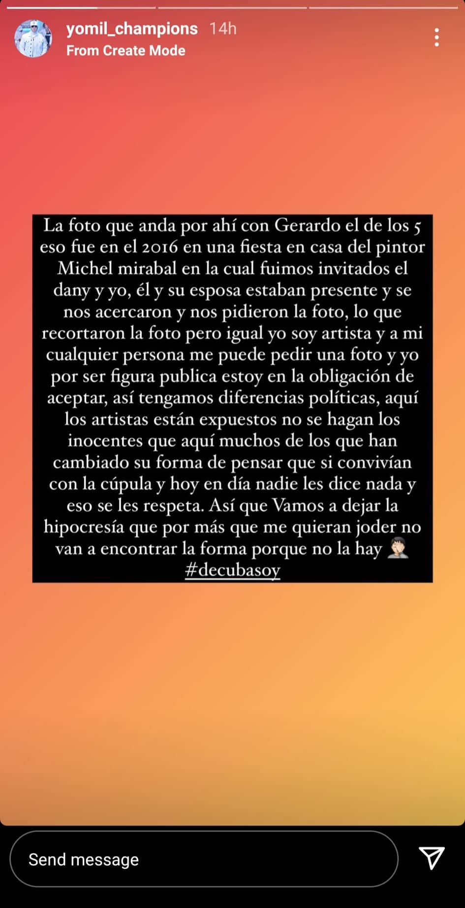 mensaje de Yomil