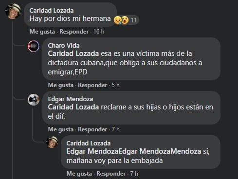 Comentario de la hermana de Dayami Lozada. (Facebook)