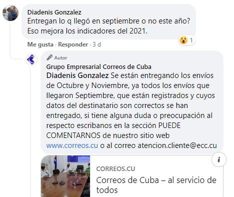 Correos de Cuba asegura que entregó todos los envíos llegados al país en septiembre1