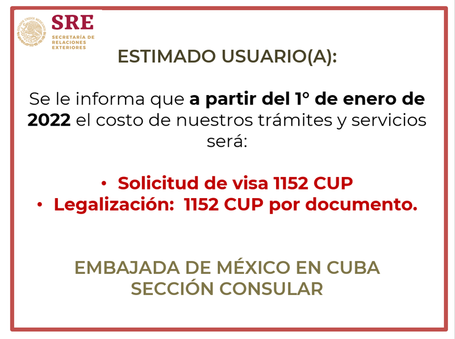 México cambia requisitos de visas y tarifas consulares para los cubanos