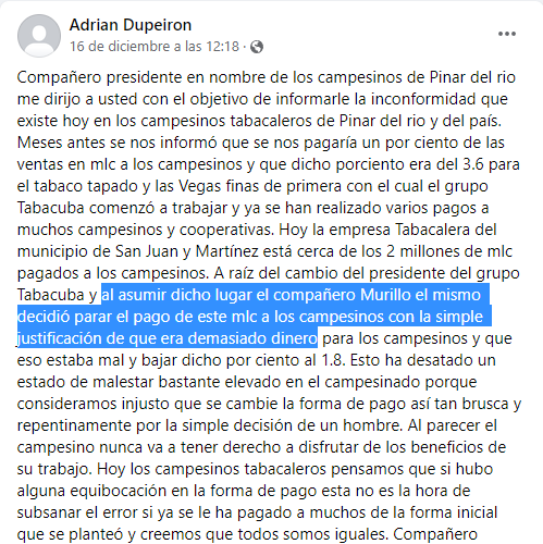 Tabacaleros cubanos se rebelan contra Marino Murillo por impagos en MLC12