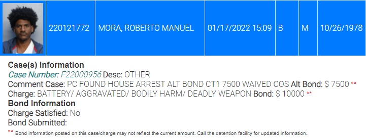 El cubano Roberto Mora enfrenta el cargo de agresión agravada con un arma mortal tras agredir a su compañera de cuarto en Miami-Dade