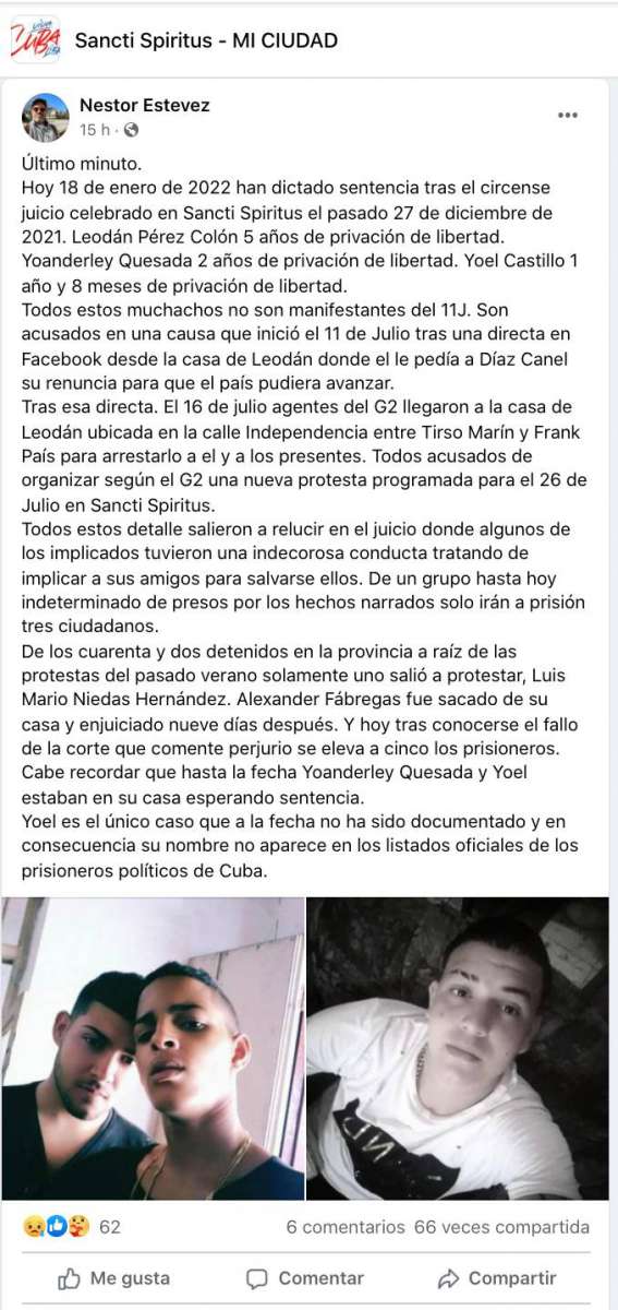 Denuncia de joven encarcelado
