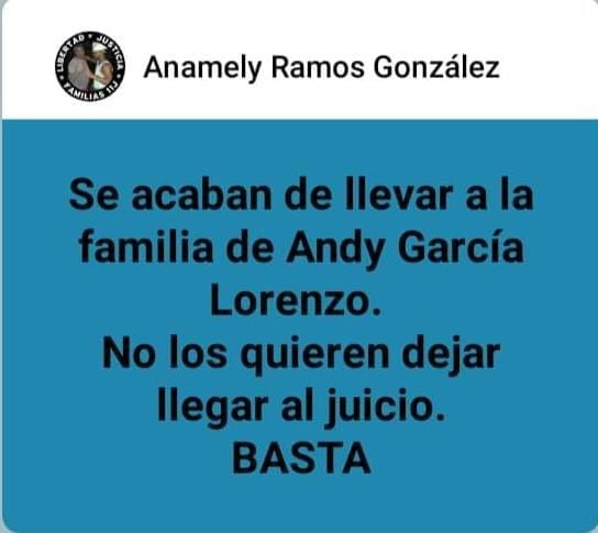 Publicación sobre arresto de la familia de Andy García Lorenzo. (Facebook)