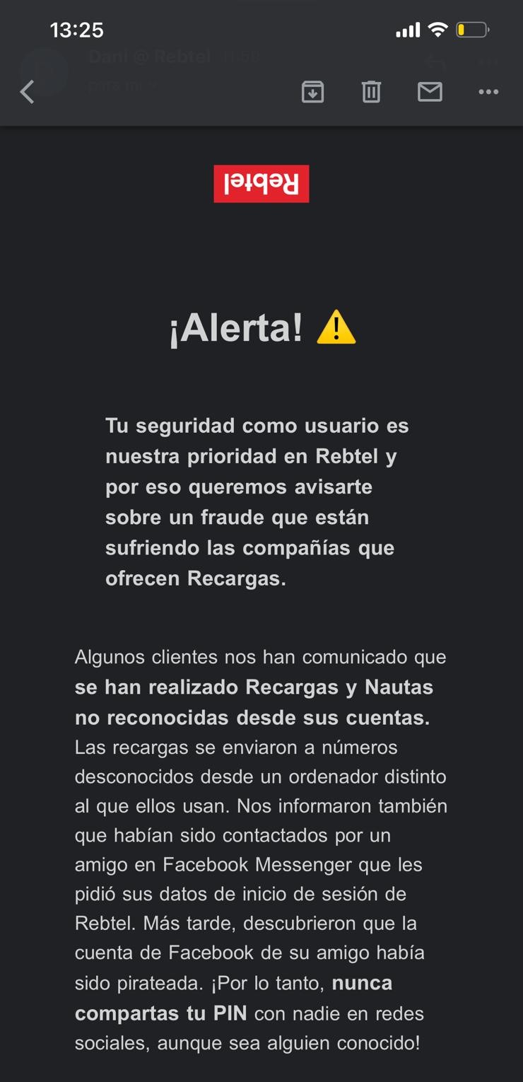 Rebtel alerta sobre “fraudes” en recargas internacionales de Etecsa Rebtel alerta sobre “fraudes” en recargas internacionales de Etecsa