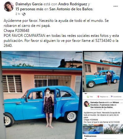 Segundo reporte de vehículo robado en Cuba en menos de cinco días