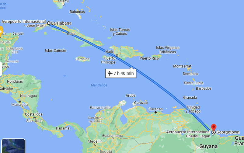 Vuelos entre Cuba y Guyana con elevados precios y hasta dos escalas